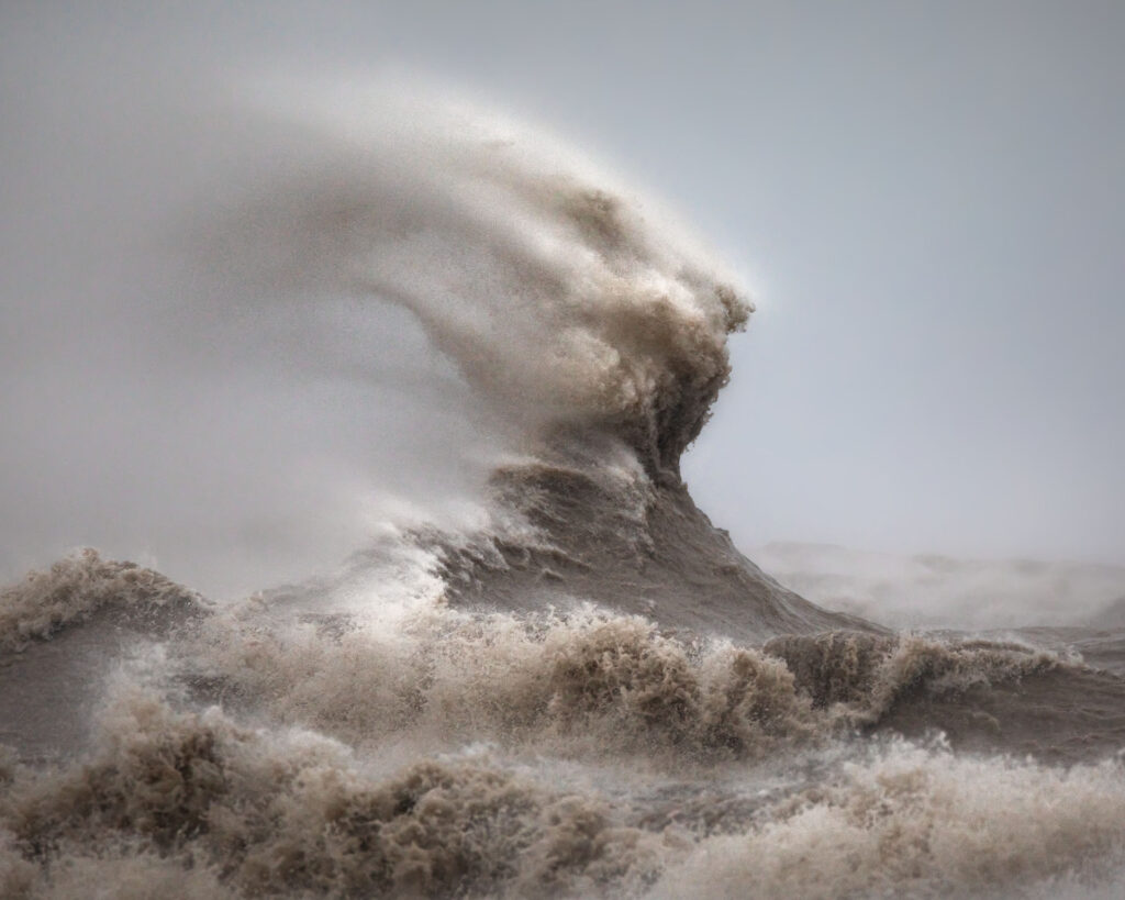 Crashing wave on Lake Erie in shape of a person