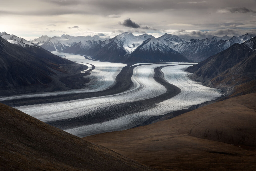 massive glacier under Yukon mountains