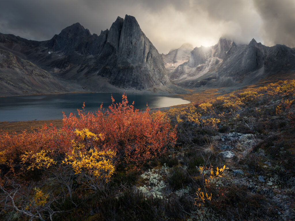 strange light over mountains and fall colour