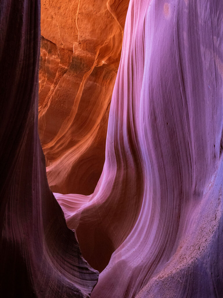 Antelope canyon reflected light on sandstone