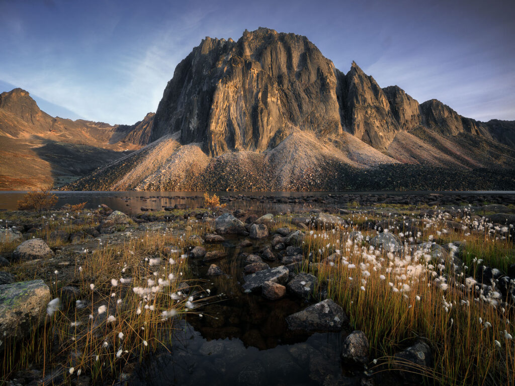 Sunset light on Talus Mountain in the Yukon