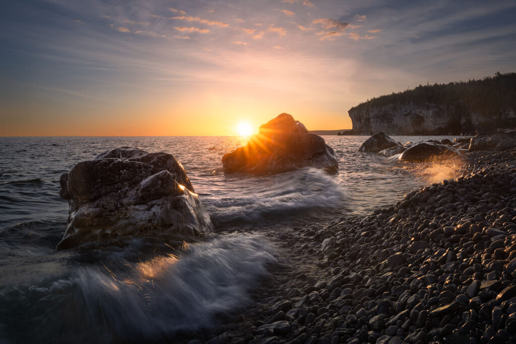 Crashing waves during sunrise Bruce Peninsula National Park