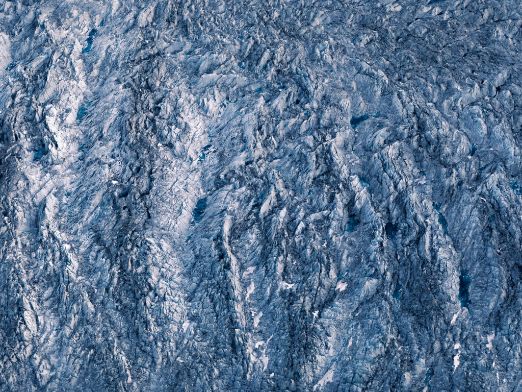 waves of ice in a giant glacier