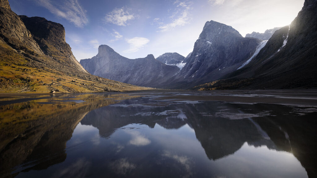 reflections on the Akshayuk pass on Baffin Island